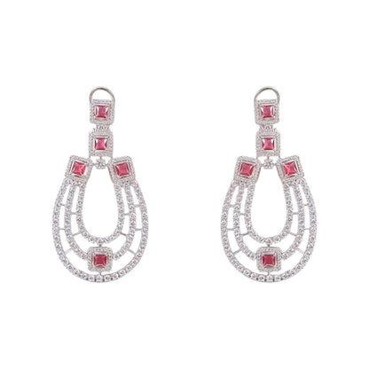 “Luxury multi-layer ruby and diamond choker necklace set with matching earrings for women”