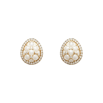 Gold-Plated Pearl Teardrop Pendant Necklace Set with Stud Earrings for Women