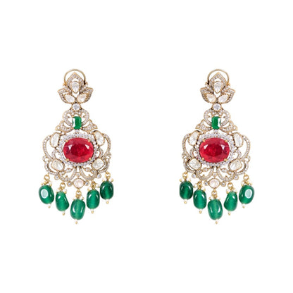 Traditional Green & Red Kundan Choker Necklace Set for Women
