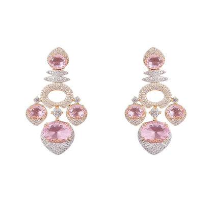 Pink CZ & Gold-Plated Stone-Studded Choker Necklace Set for Women