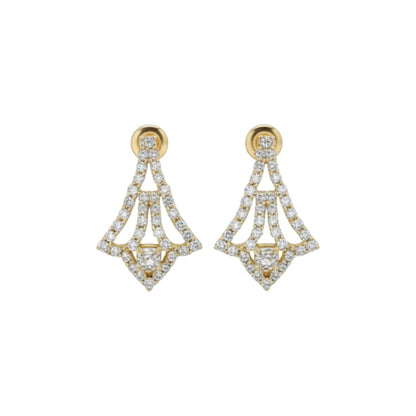 Elegant diamond-look necklace set with matching earrings on red display stand