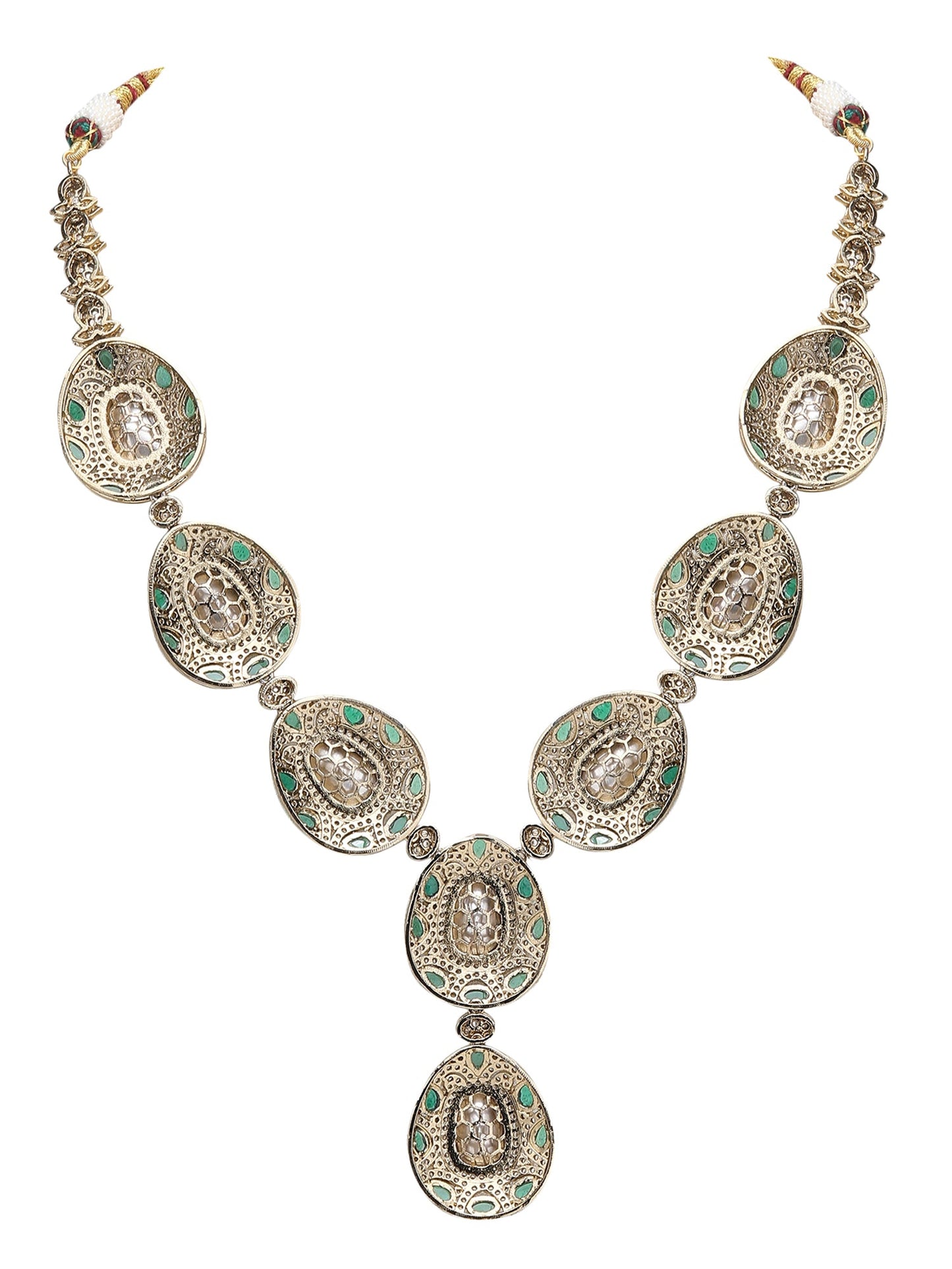 Elegant Colourless Crystal Necklace Set - Stylish Kundan & Polki Jewelry for Women - Auraa Trends - Necklace Set - Necklace