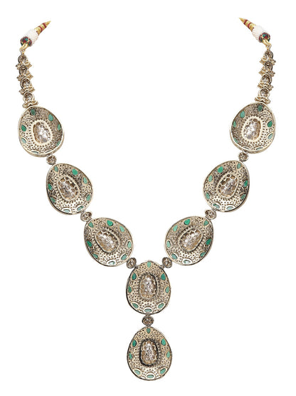 Elegant Colourless Crystal Necklace Set - Stylish Kundan & Polki Jewelry for Women - Auraa Trends - Necklace Set - Necklace