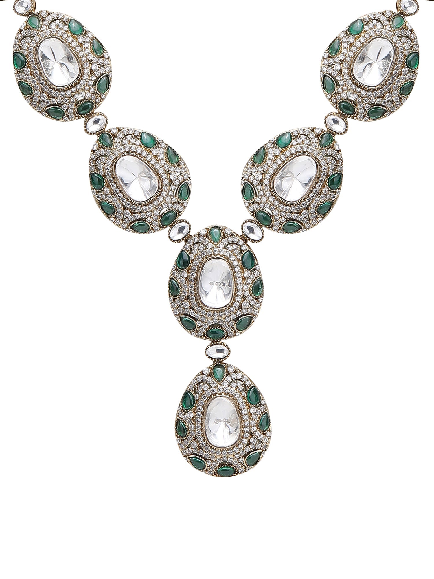 Elegant Colourless Crystal Necklace Set - Stylish Kundan & Polki Jewelry for Women - Auraa Trends - Necklace Set - Necklace