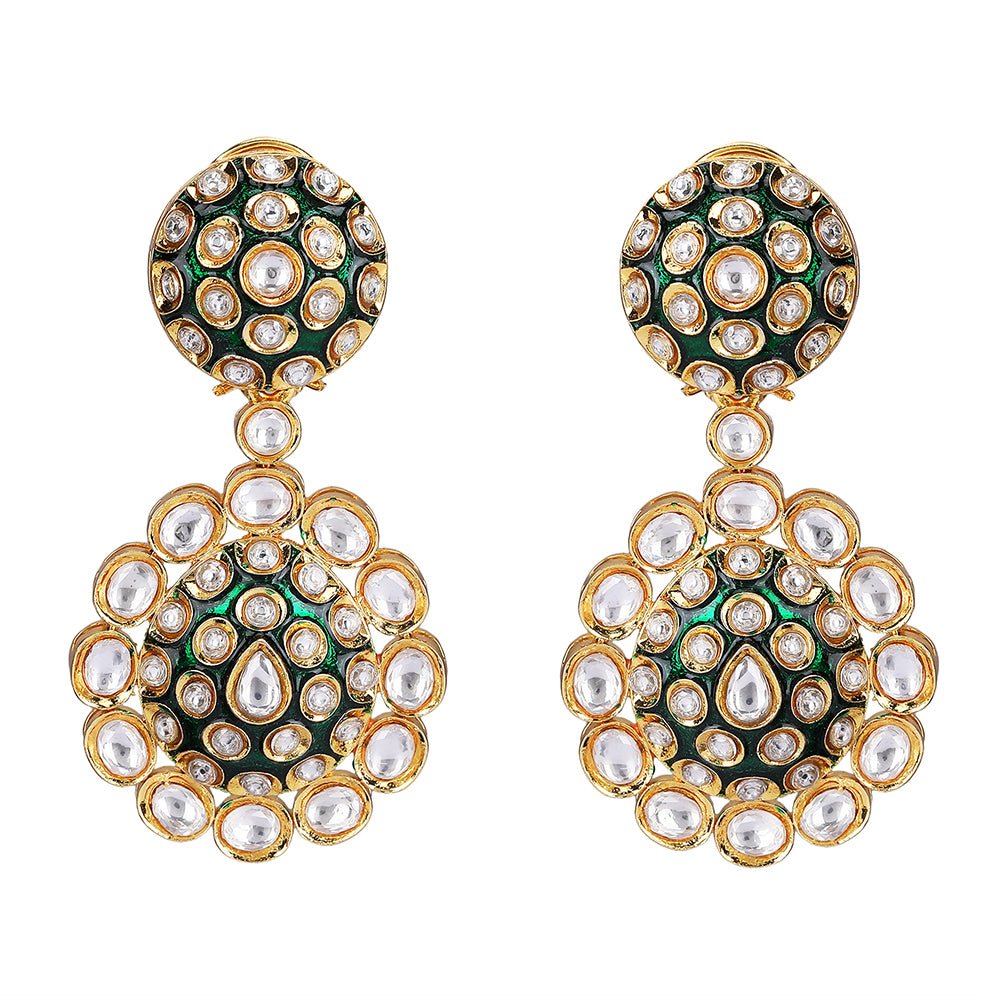 Elegant Gold - Plated Kundan Bridal Necklace Set - Auraa Trends - Necklace Set - Elegant Gold - Plated Kundan Bridal Necklace