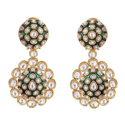 Elegant Gold - Plated Kundan Bridal Necklace Set - Auraa Trends - Necklace Set - Elegant Gold - Plated Kundan Bridal Necklace