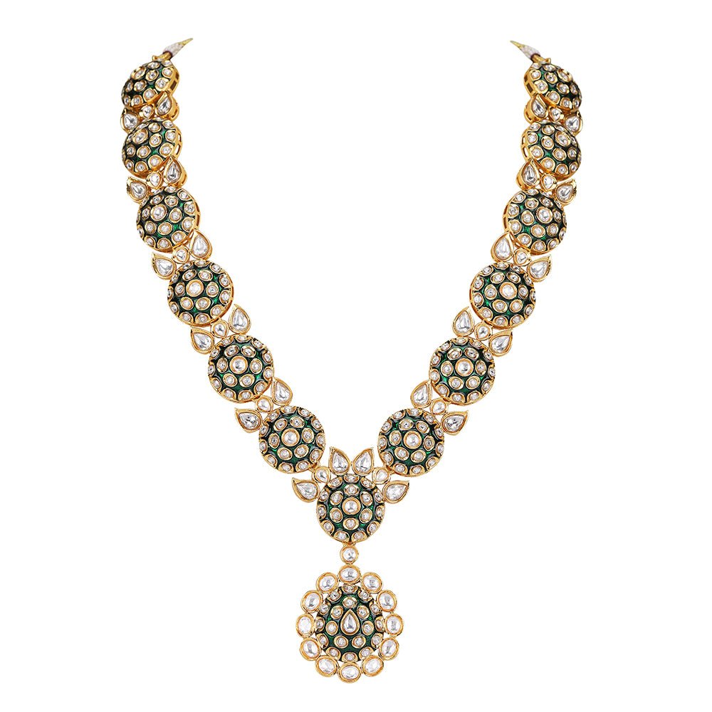 Elegant Gold - Plated Kundan Bridal Necklace Set - Auraa Trends - Necklace Set - Elegant Gold - Plated Kundan Bridal Necklace