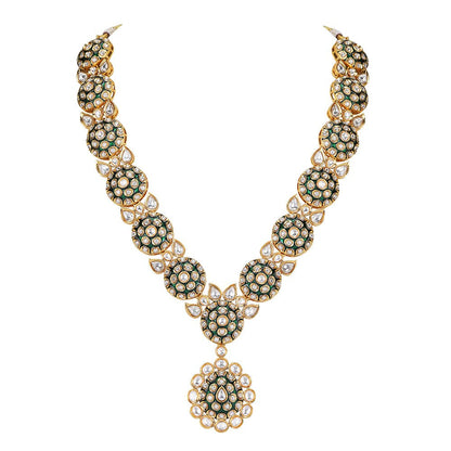 Elegant Gold - Plated Kundan Bridal Necklace Set - Auraa Trends - Necklace Set - Elegant Gold - Plated Kundan Bridal Necklace