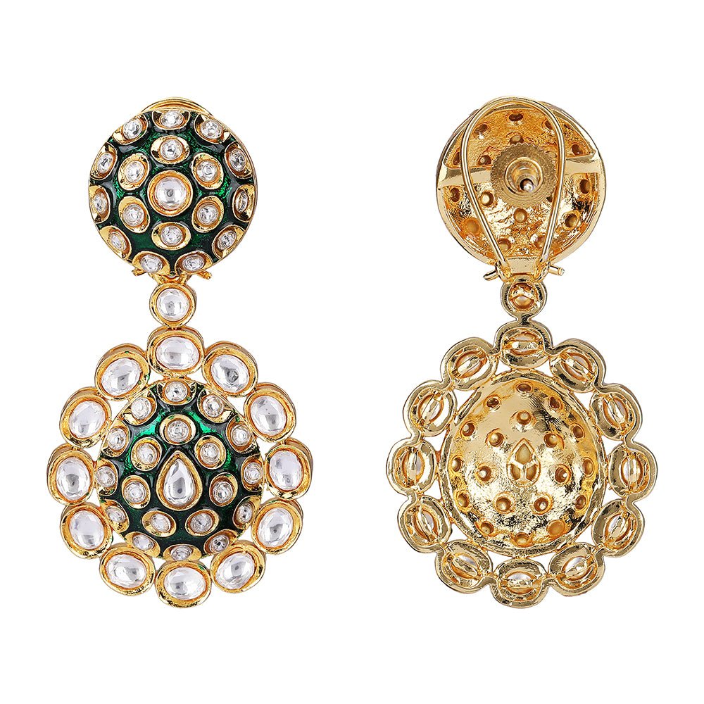 Elegant Gold - Plated Kundan Bridal Necklace Set - Auraa Trends - Necklace Set - Elegant Gold - Plated Kundan Bridal Necklace