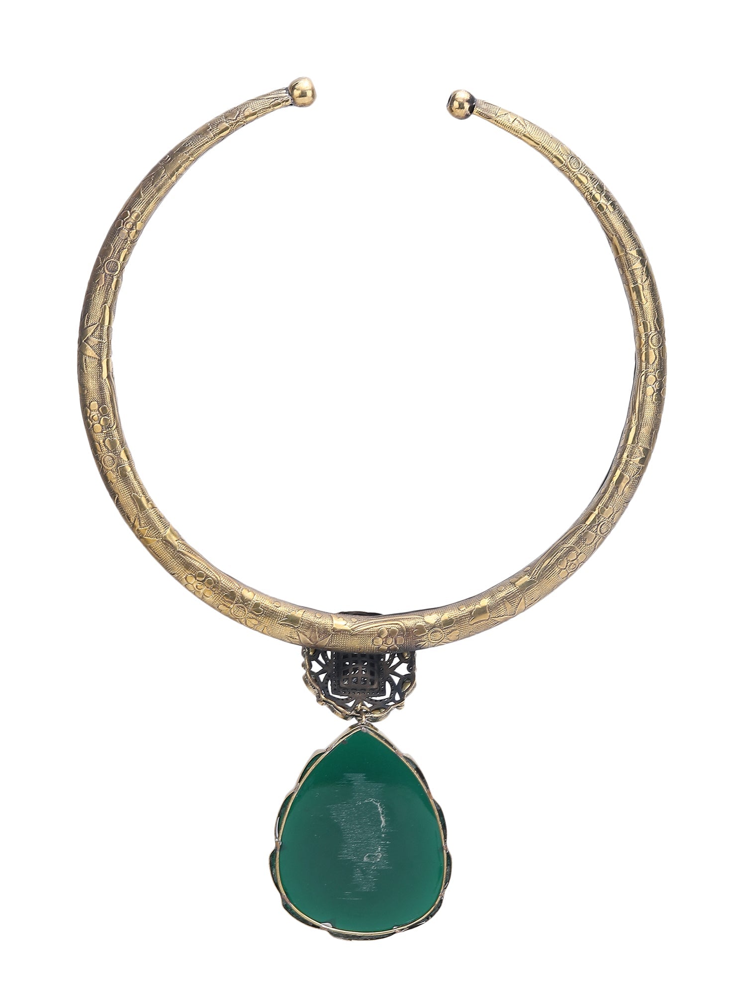 Elegant Green Kundan-Polki Gold-Toned & White Gold Plated Handcrafted Necklace Set - Auraa Trends - Necklace Set -Festive