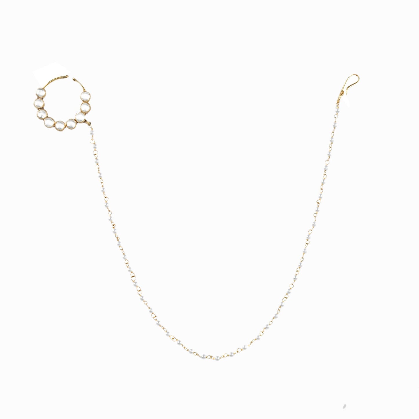 Elegant Kundan Bridal Nath with Pearl Chain - Auraa Trends - Nath - Trends - Elegant Kundan Bridal Nath with Pearl Chain