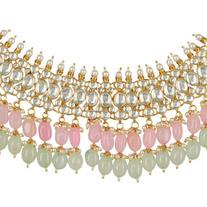 Elegant Kundan Necklace Set 22KT Gold Plated - Auraa Trends - Necklaces - Elegant Kundan Necklace Set 22KT Gold Plated