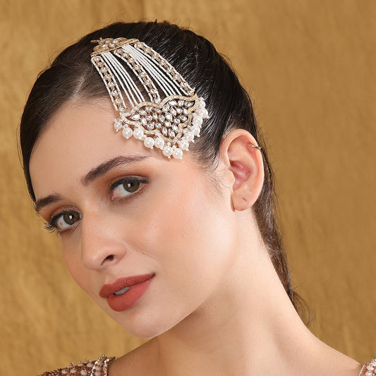 Elegant Kundan & Pearl Bridal Passa - Auraa Trends - Passa - # - Auraa Trends - Elegant Kundan & Pearl Bridal Passa