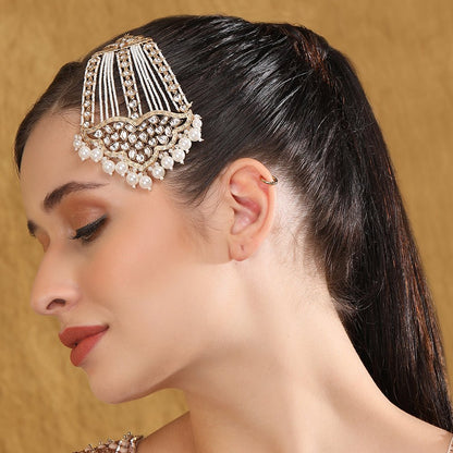 Elegant Kundan & Pearl Bridal Passa - Auraa Trends - Passa - # - Auraa Trends - Elegant Kundan & Pearl Bridal Passa