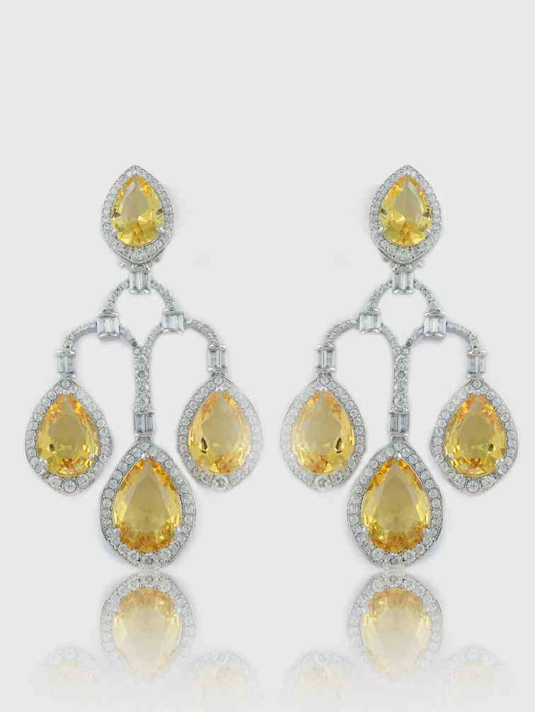 Elegant Moissanite Chandelier Earrings With Teardrop - Auraa Trends - Chandelier Earrings - chandelier chandelier earrings