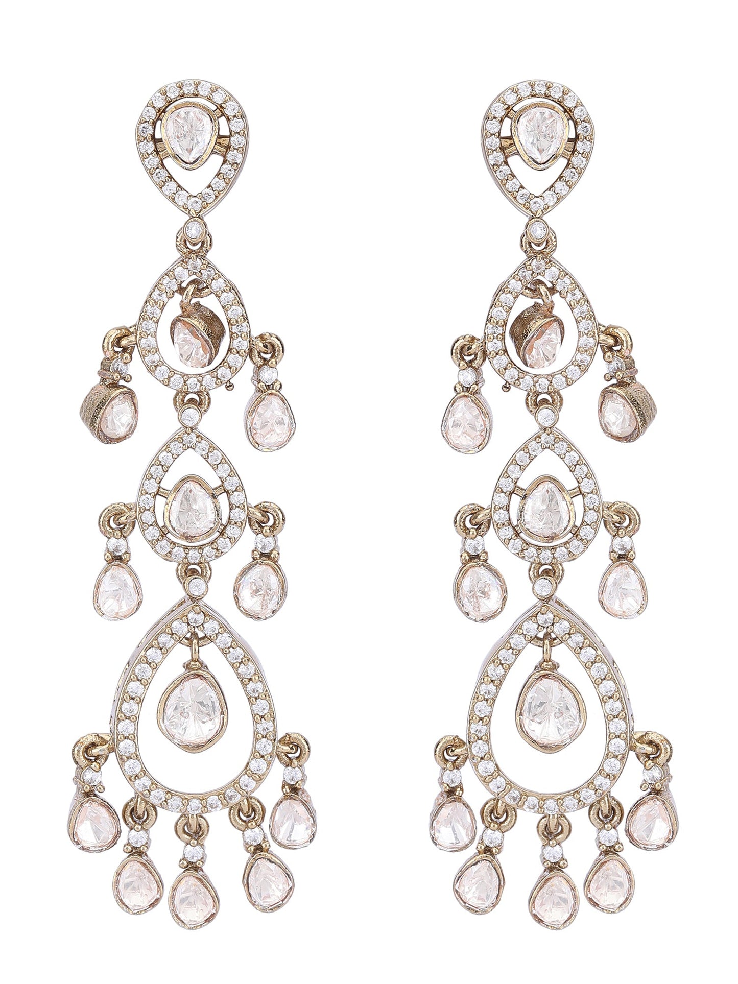 Elegant Moissanite Dangle Earrings with Tear Drop Design - Auraa Trends - Dangle - American Diamond American Diamond Earring