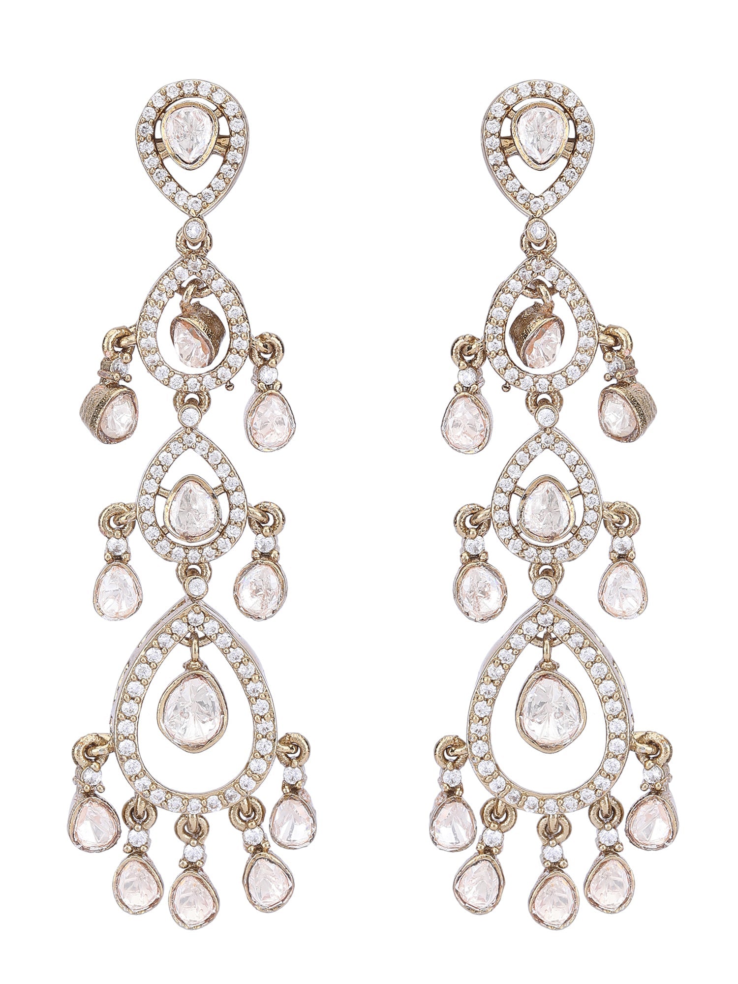 Elegant Moissanite Dangle Earrings with Tear Drop Design - Auraa Trends - Dangle - American Diamond American Diamond Earring