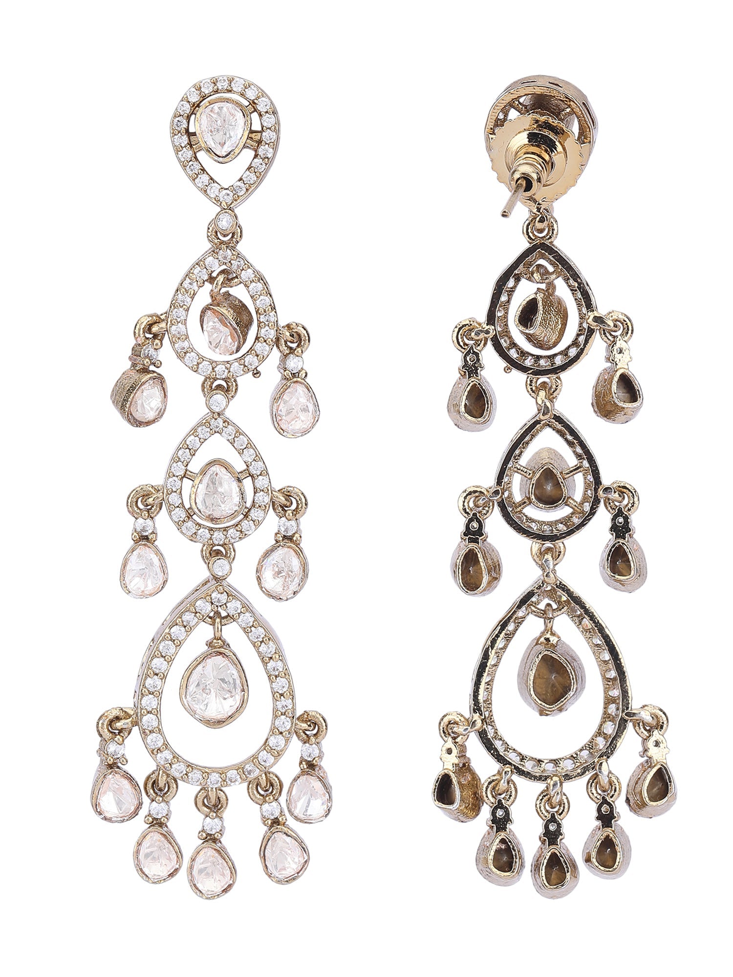 Elegant Moissanite Dangle Earrings with Tear Drop Design - Auraa Trends - Dangle - American Diamond American Diamond Earring