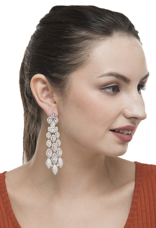 Elegant Moissanite Diamonte Chandelier Earrings - Auraa Trends - Chandelier Earrings - American Diamond Earring chandelier