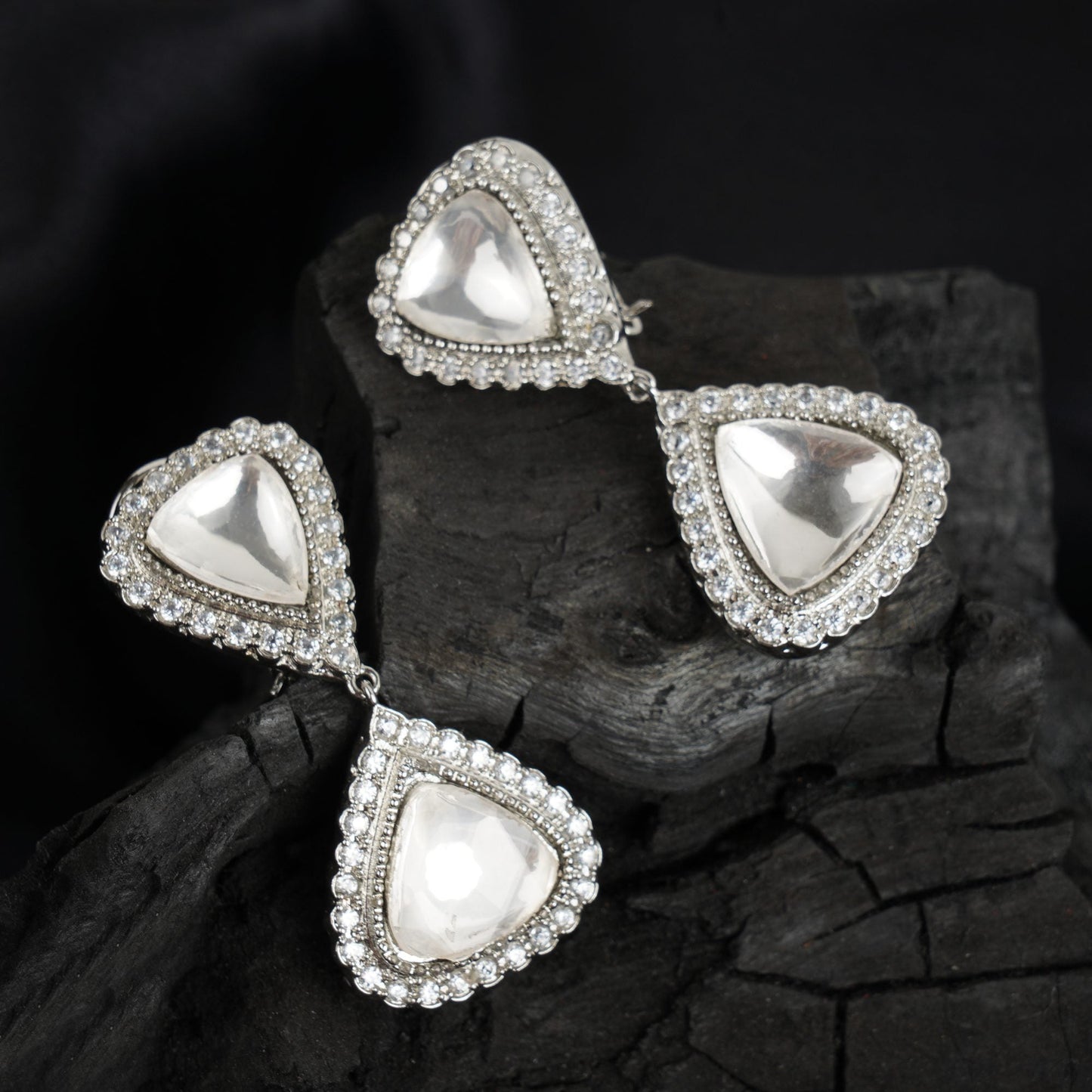 Elegant Moissanite Double Drop Earrings - Auraa Trends - Drop - # - Auraa Trends - Elegant Moissanite Double Drop Earrings