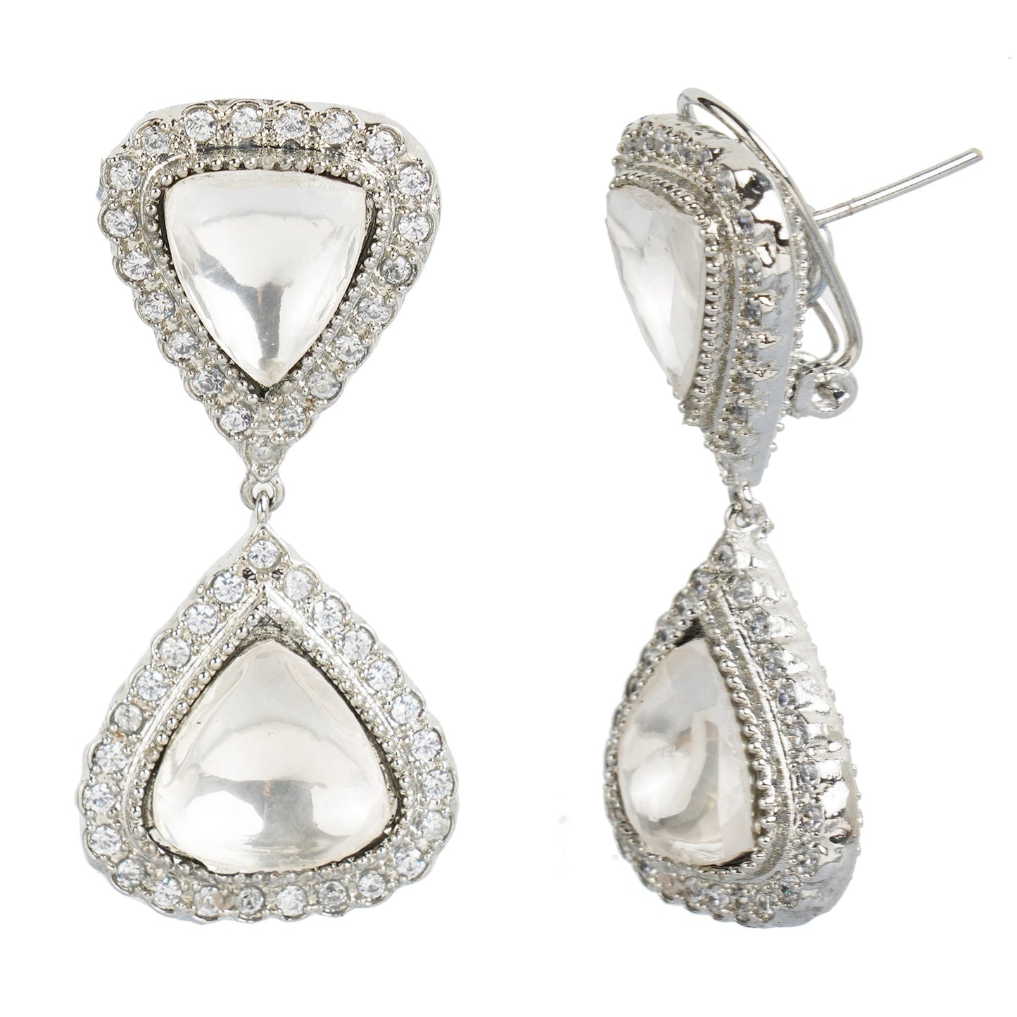 Elegant Moissanite Double Drop Earrings - Auraa Trends - Drop - # - Auraa Trends - Elegant Moissanite Double Drop Earrings