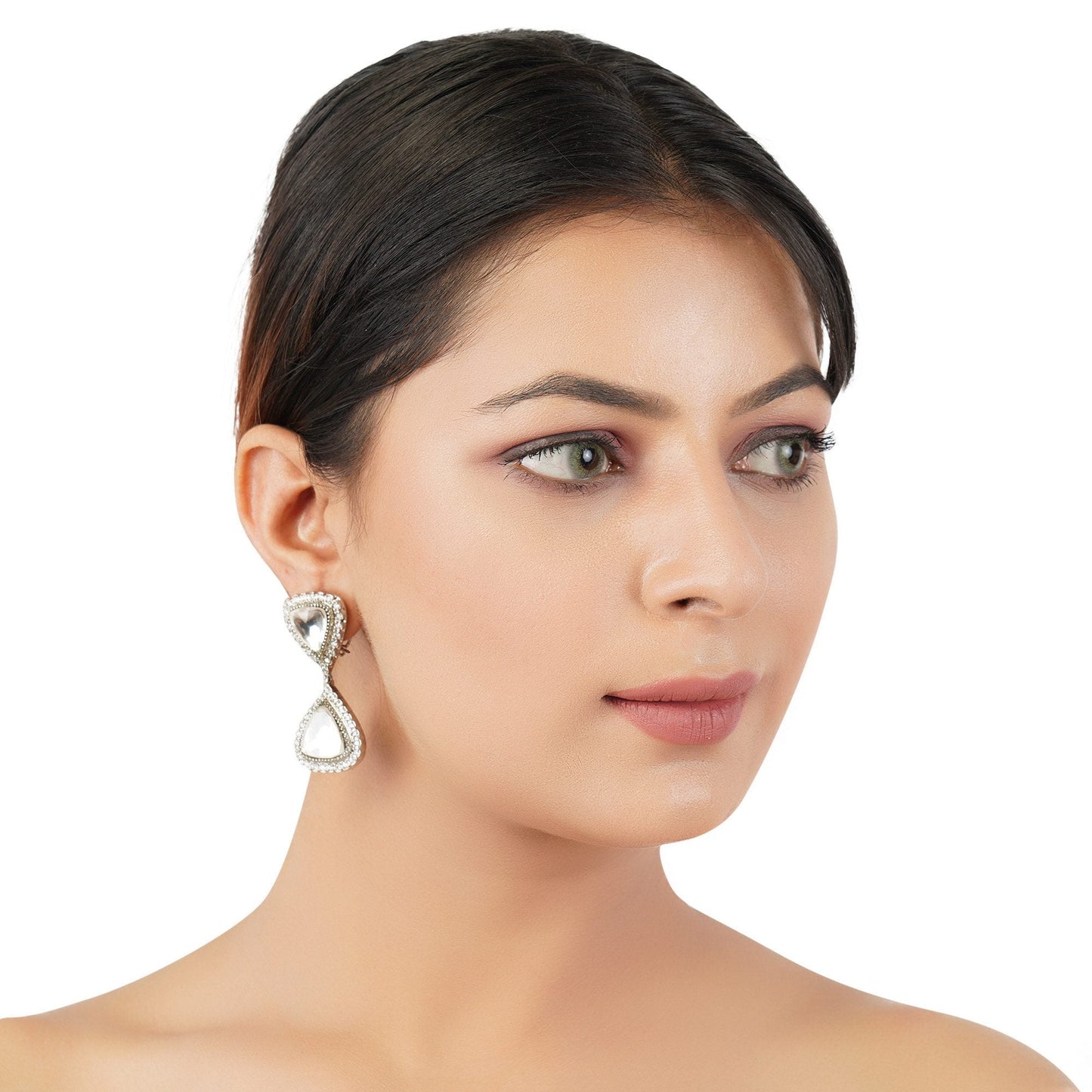 Elegant Moissanite Double Drop Earrings - Auraa Trends - Drop - # - Auraa Trends - Elegant Moissanite Double Drop Earrings