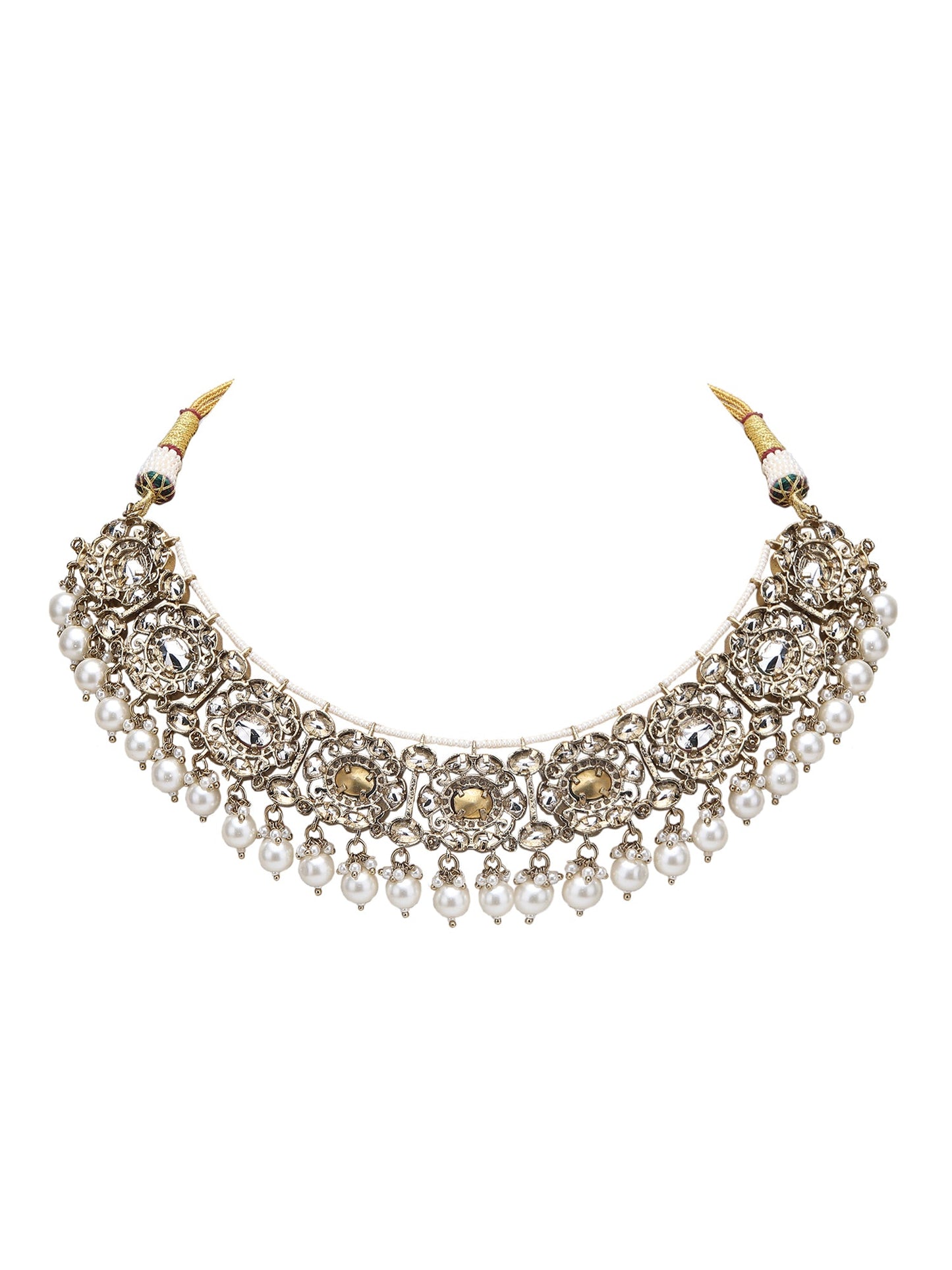 Elegant White Contemporary Choker Necklace and Earrings Set - Auraa Trends - Choker -Choker Choker choker set for women