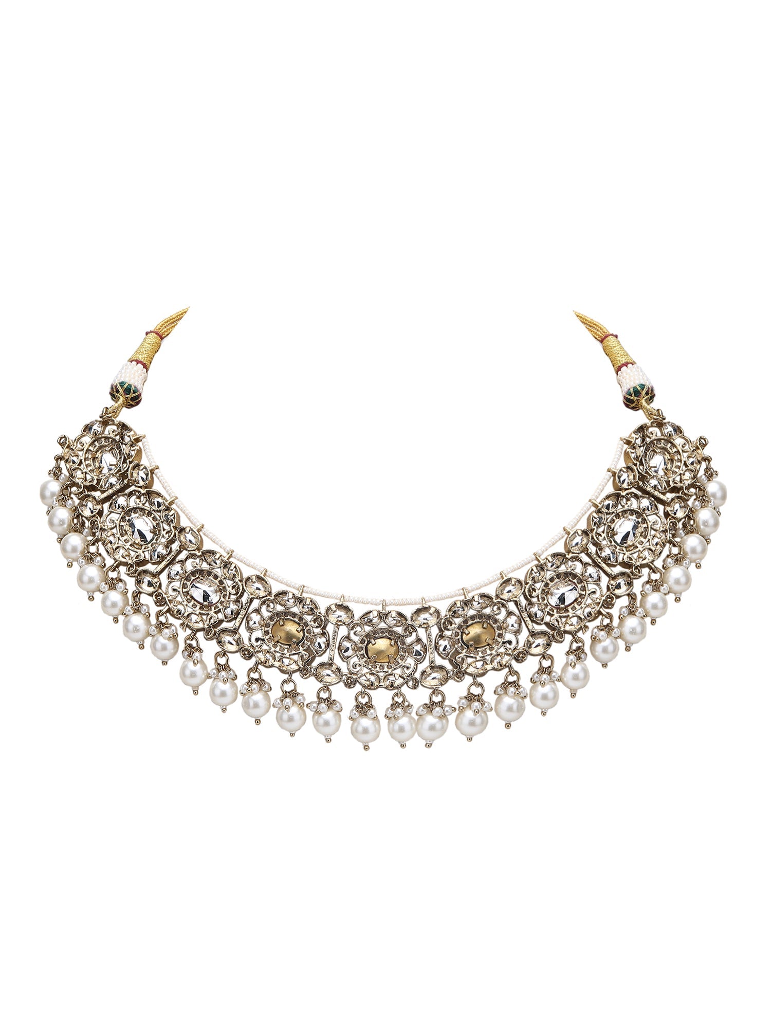 Elegant White Contemporary Choker Necklace and Earrings Set - Auraa Trends - Choker -Choker Choker choker set for women