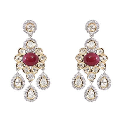 Enamel Peacock Kundan Statement Earrings - Auraa Trends - Earrings -  - Auraa Trends - Enamel Peacock Kundan Statement Earrings