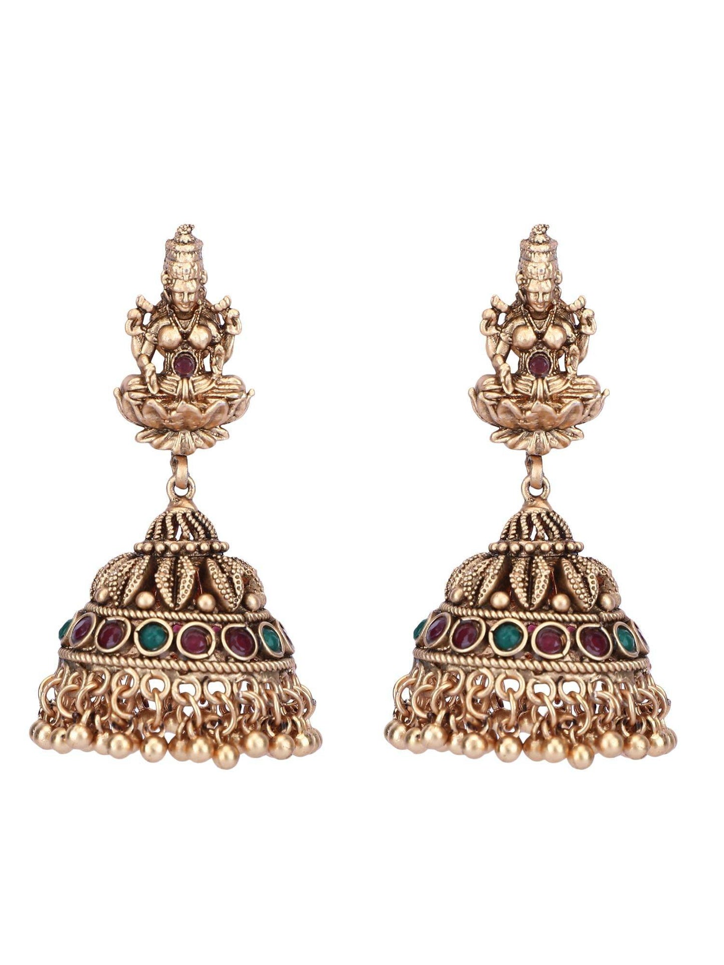 Enchanting 22KT Gold Plated Kundan Red and Green Necklace Set - Auraa Trends