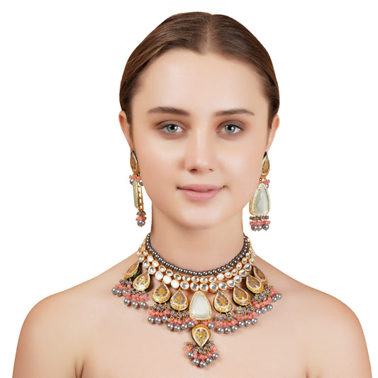 Enchanting Kundan Necklace Set - Auraa Trends - Necklace Set - # - Auraa Trends - Enchanting Kundan Necklace Set