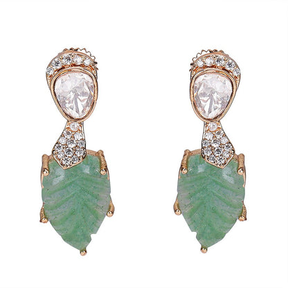 Exquisite Gold - Plated Choker Necklace Set with Green Leaf Motifs - Auraa Trends - Choker - Buy 22KT Gold - Plated Necklace