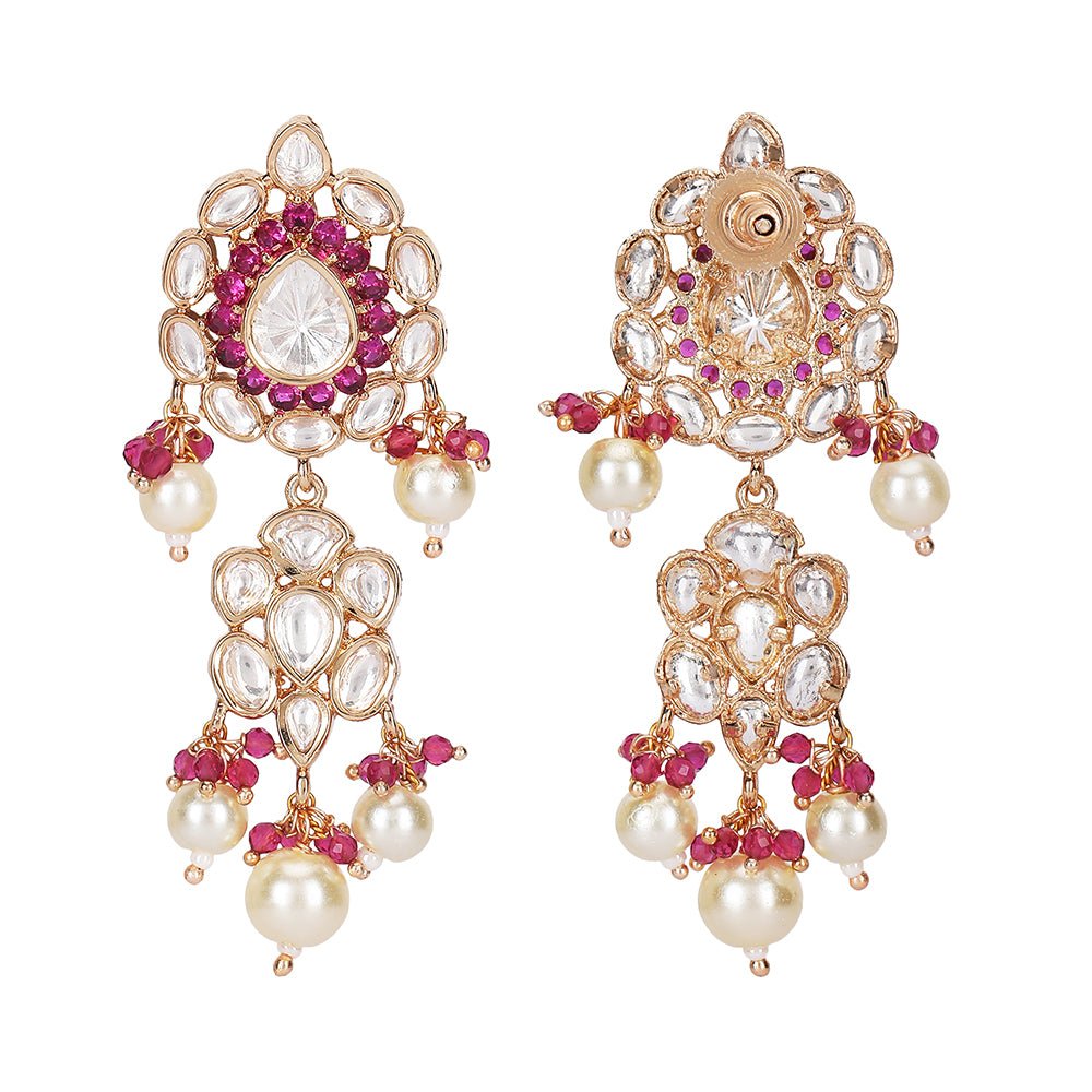 Exquisite Kundan & Pearl Bridal Jewelry Set - Auraa Trends - Necklace Set - Exquisite Kundan & Pearl Bridal Jewelry Set