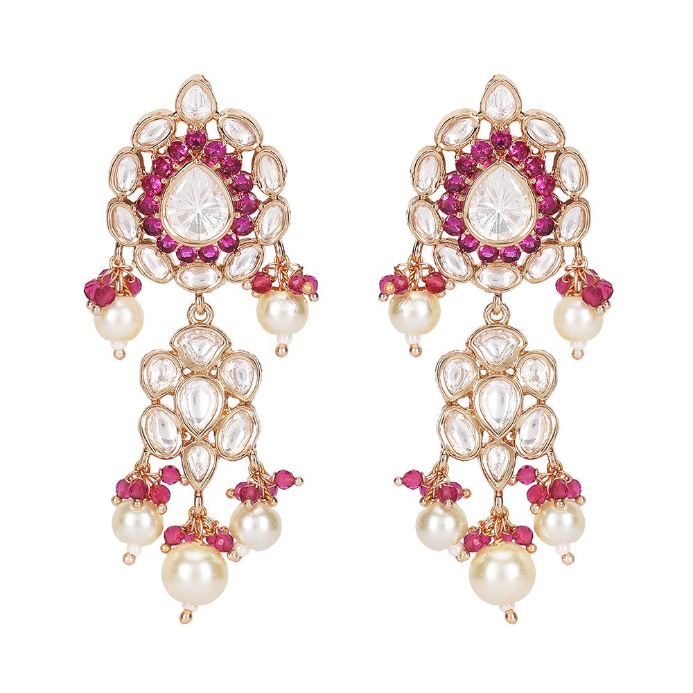 Exquisite Kundan & Pearl Bridal Jewelry Set - Auraa Trends - Necklace Set - Exquisite Kundan & Pearl Bridal Jewelry Set