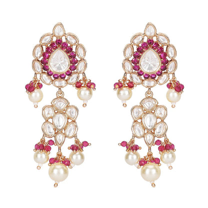 Exquisite Kundan & Pearl Bridal Jewelry Set - Auraa Trends - Necklace Set - Exquisite Kundan & Pearl Bridal Jewelry Set