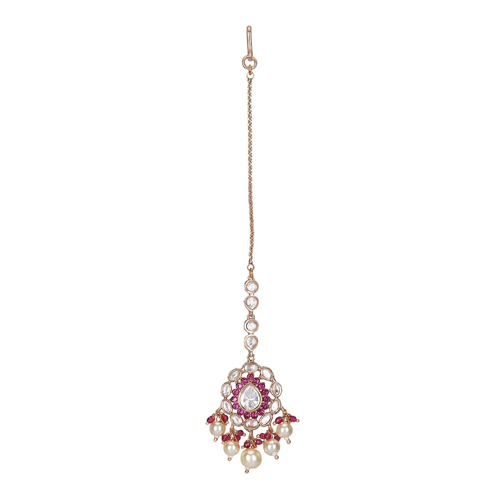 Exquisite Kundan & Pearl Bridal Jewelry Set - Auraa Trends - Necklace Set - Exquisite Kundan & Pearl Bridal Jewelry Set