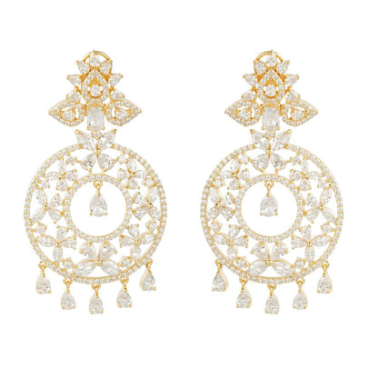 Exquisite Moissanite Chandelier Earrings - Auraa Trends - Chandelier Earrings - Shop Rhodium Plated Diamonte Set Online
