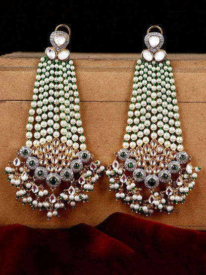 Exquisite Moissanite Chandelier Earrings with Kundan Detailing - Auraa Trends - Chandelier Earrings - chandelier earrings