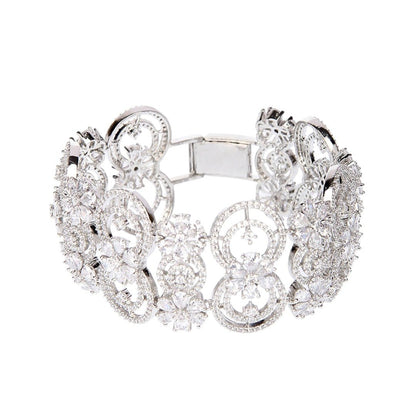 Exquisite Moissanite Floral Bracelet in Sterling Silver - Auraa Trends - Bracelet - Exquisite Moissanite Floral Bracelet