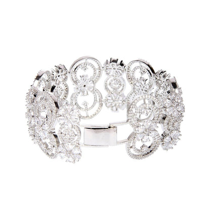 Exquisite Moissanite Floral Bracelet in Sterling Silver - Auraa Trends - Bracelet - Exquisite Moissanite Floral Bracelet