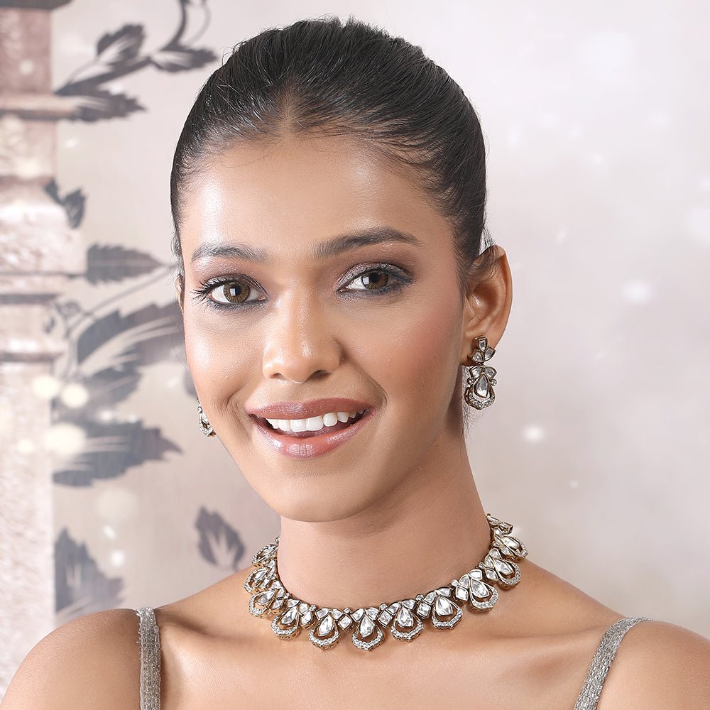 Exquisite Necklace Set For Women - Auraa Trends - necklace - # - Auraa Trends - Festive wear gold necklace and earrings