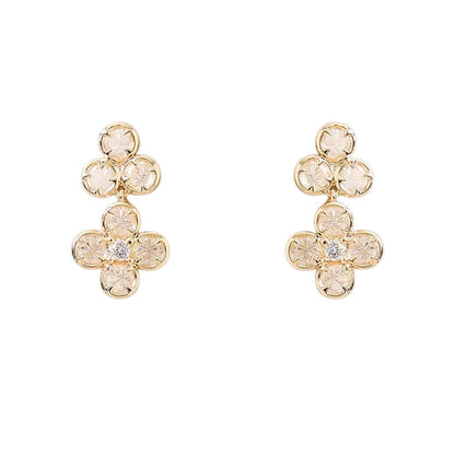 Gold-tone American Diamond necklace set with floral drop earrings