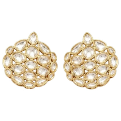 Kundan Studded Statement Bib Necklace Set with Stud Earrings