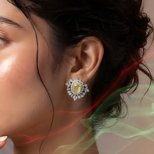 Yellow Sapphire Oval Statement Earrings
