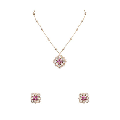 Floral Kundan Pendant Necklace and Earring Set - Auraa Trends - Pendant - # - Auraa Trends - Floral Kundan Pendant Necklace and Earring Set
