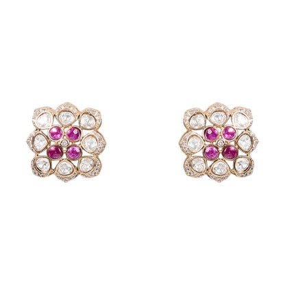 Floral Kundan Pendant Necklace and Earring Set - Auraa Trends - Pendant - # - Auraa Trends - Floral Kundan Pendant Necklace and Earring Set