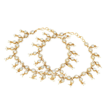 Glamorous 22KT Gold Plated Kundan Anklet - Auraa Trends - Anklet - Auraa Trends - Shop 22KT Gold Plated Kundan Anklet Online