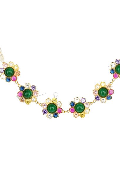 Glittering Gold Plated Kundan Necklace Set - Auraa Trends - Necklaces - Trends - Glittering Gold Plated Kundan Necklace Set