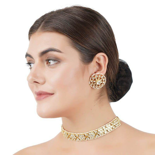 Glittering Kundan Choker Set - Auraa Trends