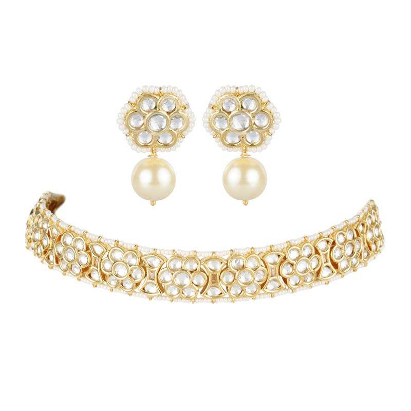 Glittering Kundan Choker Set - Auraa Trends